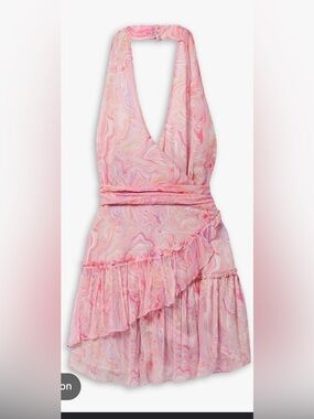 LoveShackFancy Pink Marble Halter Mini Dress